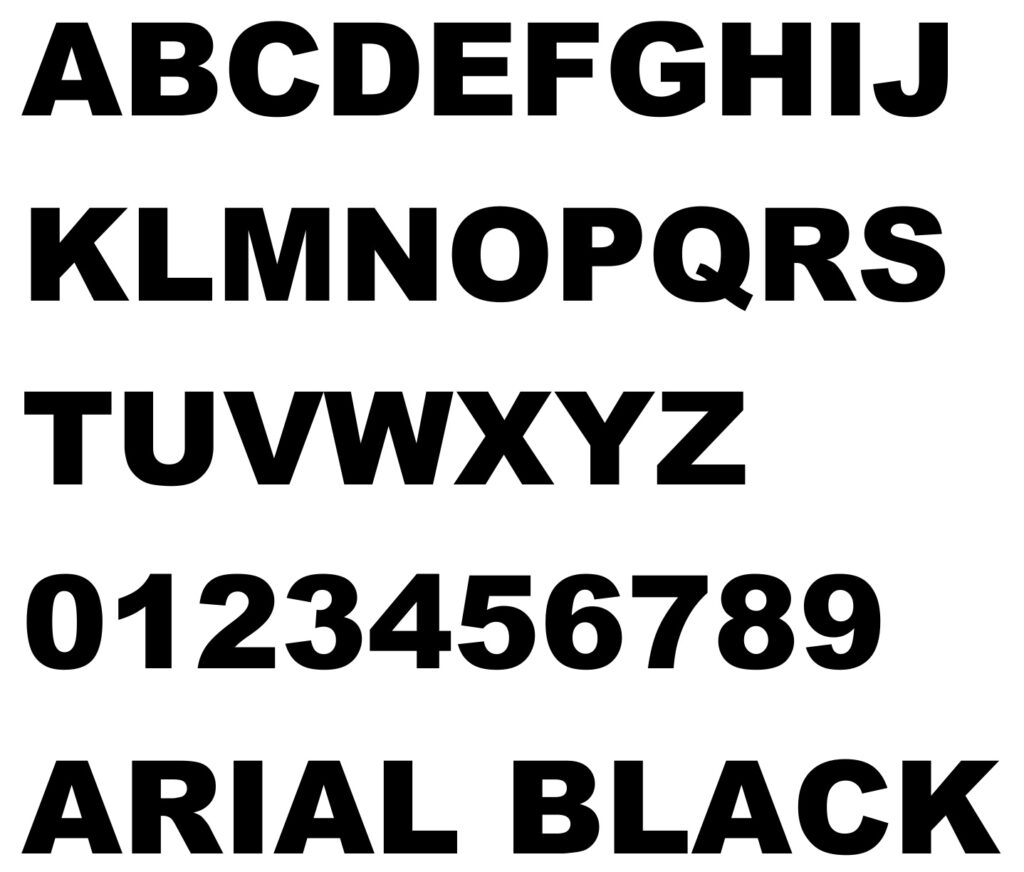 arial bold self storage letters numbers